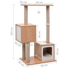 Vidaxl Mačje drevo s praskalno podlogo iz sisala 104 cm