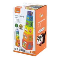 New Classic Toys Lesene izobraževalne piramidne kocke za otroke Viga