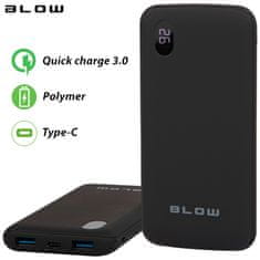 Blow PB20B polnilna baterija, 16.000mAh, hitro polnjenje Quick Charge 3.0, Type-C, LED, Polymer baterija, črna