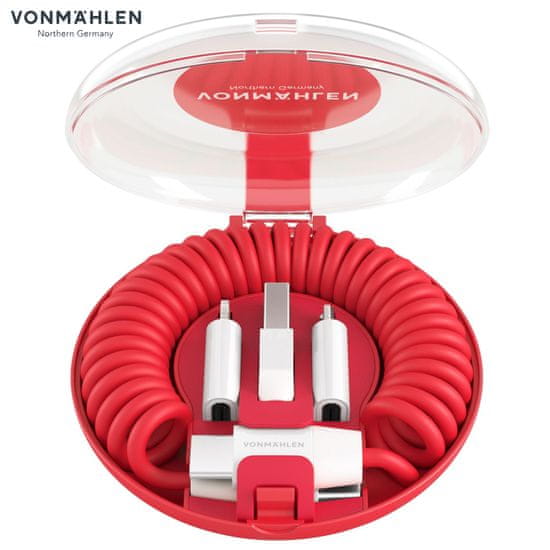 Vonmählen Vonmählen Allroundo C univerzalni 6v1 kabel za polnjenje, USB-C / USB-A / Micro-USB / Lightning, hitro polnjenje, 75 cm, rdeč