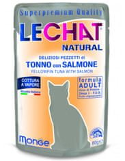 LECHAT EXCELLENCE Natural mokra hrana za odrasle mačke, tuna in losos, 24 x 80 g