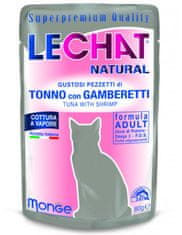 LECHAT EXCELLENCE Natural mokra hrana za odrasle mačke, tuna in rakci, 24 x 80 g