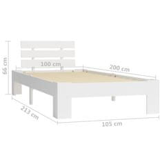 Vidaxl Posteljni okvir bel iz trdne borovine 100x200 cm