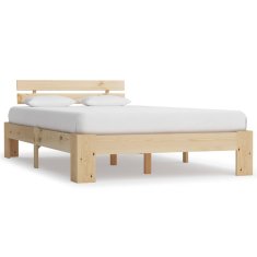 Vidaxl Posteljni okvir z vzglavjem 140x200 cm trdna borovina