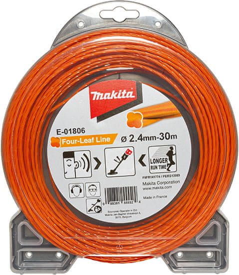 Makita E-01806 najlonska nitka deteljica oranžna, 2,4 mm/30 m