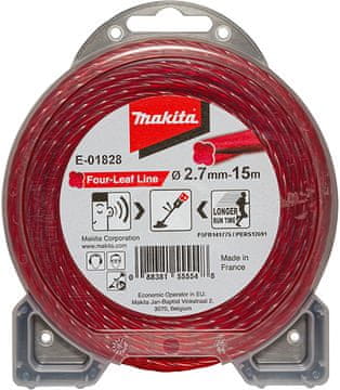 Makita E-01828 najlonska nitka deteljica rdeča, 2,7 mm/15 m