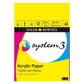 Daler Rowney Blok za akrile System3, A3, 230 g, 20 listni