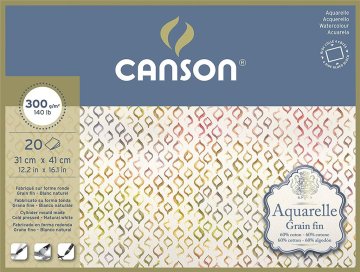 Rayher.	 Blok akvarelni Aquarelle Canson 31x41 cm 300 g, 20 listni, Cold Pressed