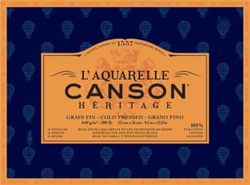 Rayher.	 Blok akvarelni Canson Héritage 23x31 cm 640 g, 12 listni; Cold Pressed