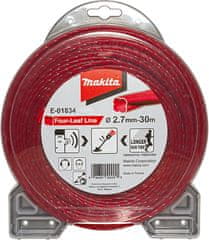 Makita E-01834 najlonska nitka deteljica rdeča, 2,7 mm/30 m