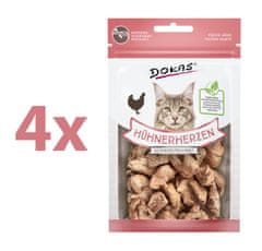Dokas prigrizek za mačke, dehidrirani piščančji srčki 4 x 15 g
