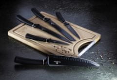 Berlingerhaus Komplet nožev z neprijemljivo površino + deska za rezanje 6 kosov Black Silver Collection BH-2549