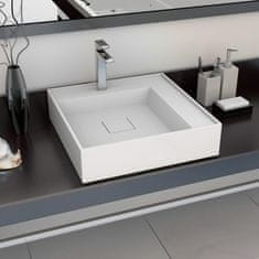 Vidaxl Umivalnik 50x50x12,3 cm liti mineral/marmor bel