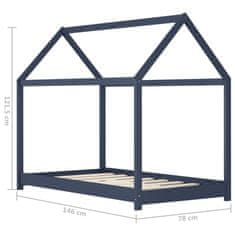 Vidaxl Otroški posteljni okvir siv iz trdne borovine 70x140 cm