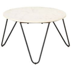 Vidaxl Klubska mizica bela 65x65x42 cm pravi kamen z marmorno teksturo