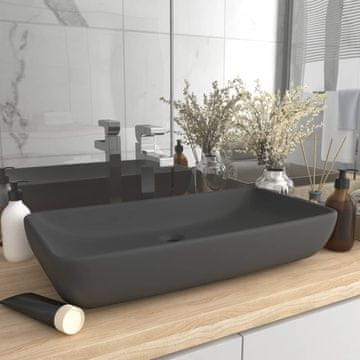Vidaxl vidaXL Pravokotni umivalnik mat temno siv 71x38 cm keramičen