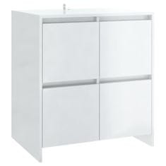 Vidaxl Komoda 2 kosa visok sijaj bela 70x41x75 cm iverna plošča