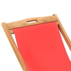 shumee Zložljiv stol za na plažo trdna tikovina rdeč
