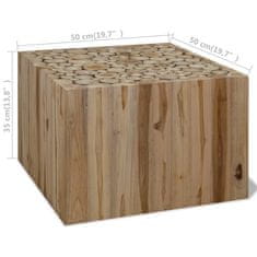 Vidaxl Klubska mizica iz prave tikovine 50x50x35 cm