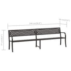 Vidaxl Dvojna vrtna klop 246 cm črna iz jekla