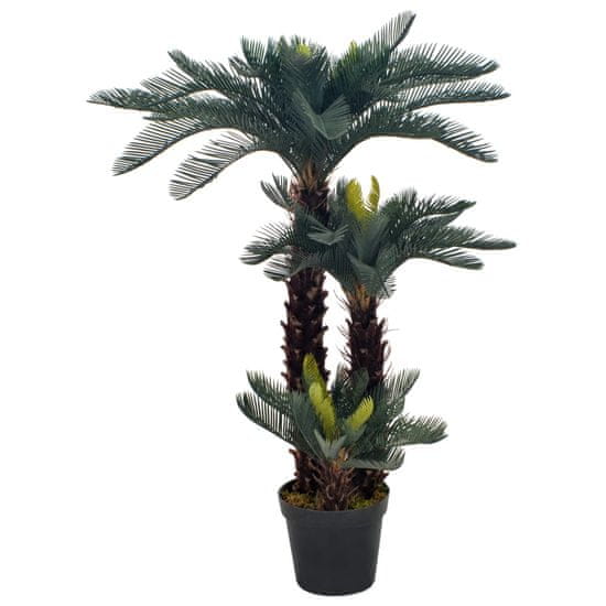 Vidaxl Umetna palma cikas z loncem zelene barve 125 cm