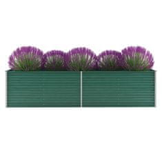 Greatstore Visoka greda iz pocinkanega jekla 320x80x77 cm zelene barve