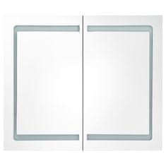 shumee LED kopalniška omarica z ogledalom sijoče bela 80x12x68 cm