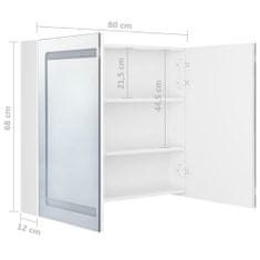 shumee LED kopalniška omarica z ogledalom sijoče bela 80x12x68 cm