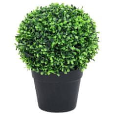 Vidaxl Umetne kroglice iz buksusa v lončku, 2 kosa, zelene, 32 cm