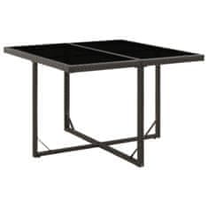 Vidaxl Vrtna miza črna 109x107x74 cm poli ratan in steklo