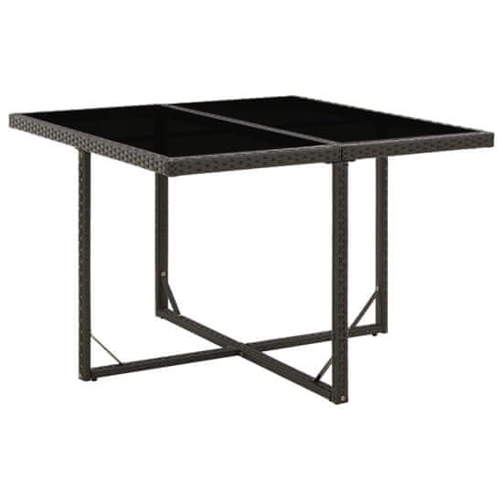 Vidaxl Vrtna miza črna 109x107x74 cm poli ratan in steklo