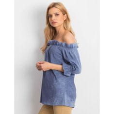 Factoryprice Ženska črtasta bluza z gubami ANNA modra PL-BZ-4032.11_265102 Univerzalni