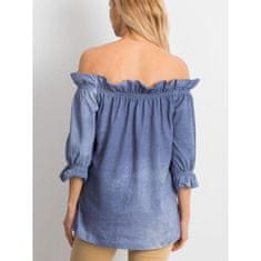 Factoryprice Ženska črtasta bluza z gubami ANNA modra PL-BZ-4032.11_265102 Univerzalni
