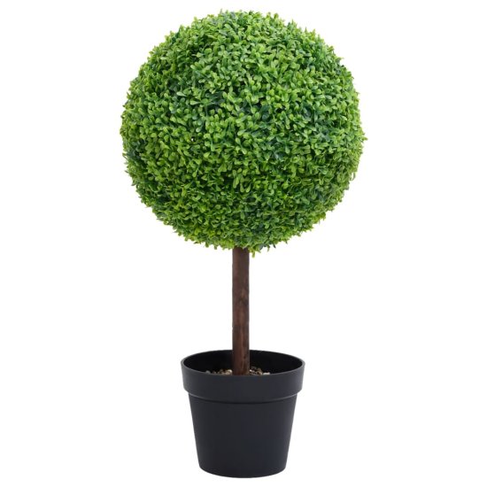Vidaxl Umetni pušpan z loncem okrogel zelene barve 50 cm