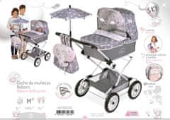 DeCuevas 82035 zložljiv voziček za lutke REBORN z dežnikom in dodatki SKY 2020, 90 cm