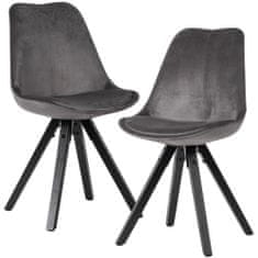 Bruxxi Jedilni stol Ruby (SET 2 kosa), žamet, siva / črna