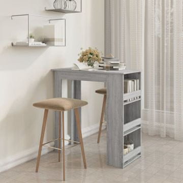 Vidaxl vidaXL Barska miza s policami, siva, hrast sonoma, 102x50x103,5 cm