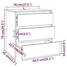Vidaxl Komoda črna 70x41x75 cm iverna plošča
