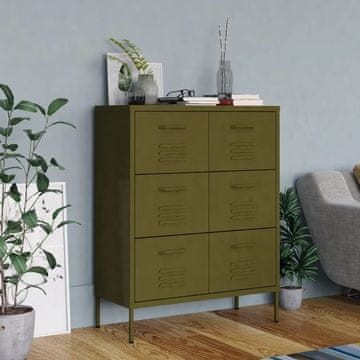 Vidaxl vidaXL Predalnik omarica olivno zelena 80x35x101,5 cm jeklo