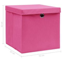 shumee Škatle za shranjevanje s pokrovi x 10 roza 32x32x32 cm blago