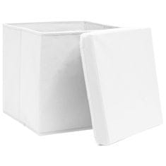shumee Škatle za shranjevanje s pokrovi x 10 bele 32x32x32 cm blago