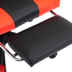 shumee Racing stol z oporo za noge rdeče in črno umetno usnje