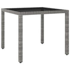 Vidaxl Vrtna miza siva 90x90x75 cm poli ratan