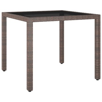 Vidaxl Vrtna miza rjava 90x90x75 cm poli ratan