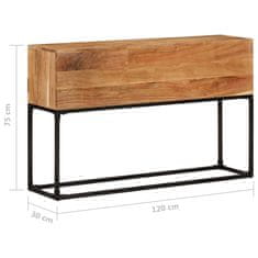 Vidaxl Konzolna mizica 120x30x75 cm trden akacijev les