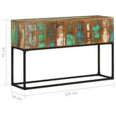 Vidaxl Konzolna mizica 120x30x75 cm trden predelan les