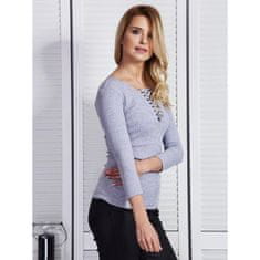 Factoryprice Ženska bluza s čipkastim izrezom OKSA Svetlo siva PL-BZ-4250.06_259016 S