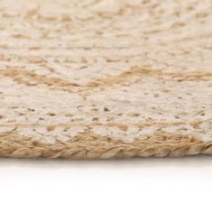Vidaxl Preproga iz pletene jute potiskana 150 cm okrogla