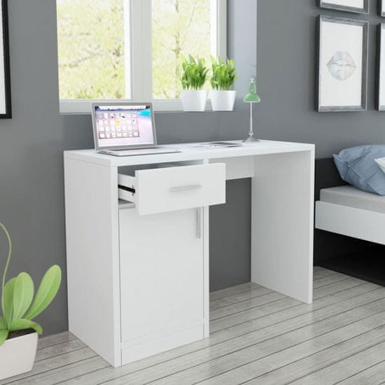 Vidaxl Miza s Predalom in Omarico Bela 100x40x73 cm