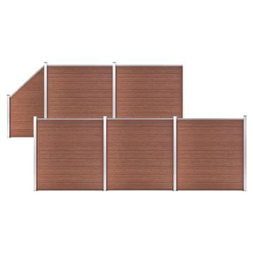 Vidaxl WPC ograjni paneli 5 kvadratnih + 1 poševni 965x186 cm rjavi
